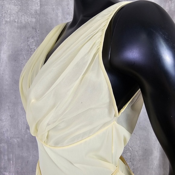Vintage 50s 60s‎ Vanity Fair Yellow Midi Tie Back Hollywood Glam Nightgown Pinup - Picture 6 of 14
